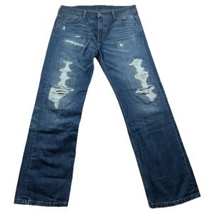 Levi's 569 Jeans Mens 34x34 (36x34)  Loose Straight Medium Wash Denim Distressed